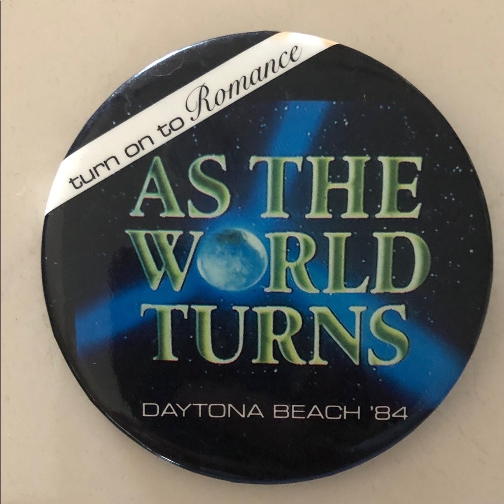 1984 as the World Turns soap opera pin